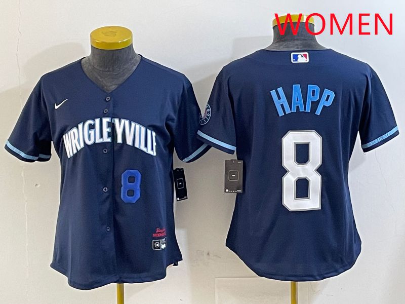 Women Chicago Cubs #8 Happ Blue City Edition Game 2025 Nike MLB Jersey style 4->women mlb jersey->Women Jersey